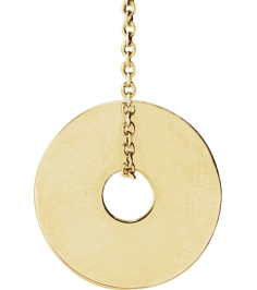 88510 Necklace 14K Yellow 15 X 15 Mm 16-18 In Polished Engravable Washer Necklace
