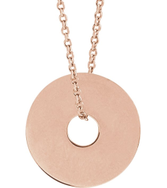 88510 Necklace 14K Rose 15 X 15 Mm 16-18 In Polished Engravable Washer Necklace
