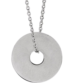 88510 Necklace Sterling Silver 15 X 15 Mm 16-18 In Polished Engravable Washer Necklace
