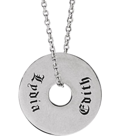 88510 Necklace Sterling Silver 15 X 15 Mm 16-18 In Polished Engravable Washer Necklace