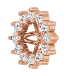 88505 Set 14K Rose 3.5 Mm Pair Polished 110 Ctw Natural Diamond Earring Jackets