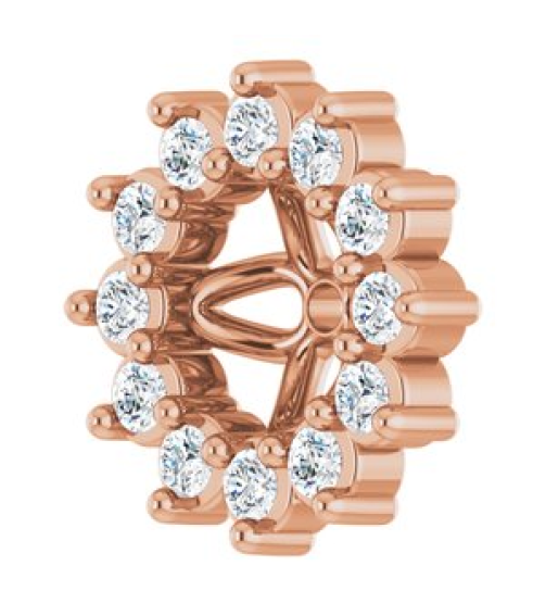 88505 Set 14K Rose 3.5 Mm Pair Polished 110 Ctw Natural Diamond Earring Jackets