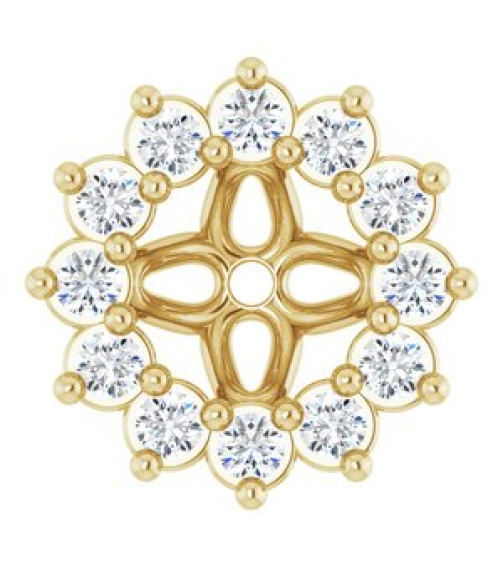 88505 Set 14K Yellow 3.5 Mm Pair Polished 110 Ctw Natural Diamond Earring Jackets