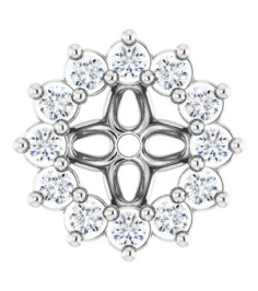 88505 Set 14K White 3.5 Mm Pair Polished 110 Ctw Natural Diamond Earring Jackets