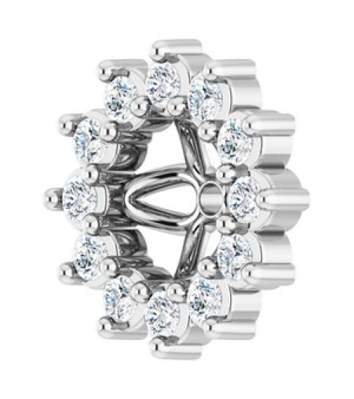 88505 Set 14K White 3.5 Mm Pair Polished 110 Ctw Natural Diamond Earring Jackets