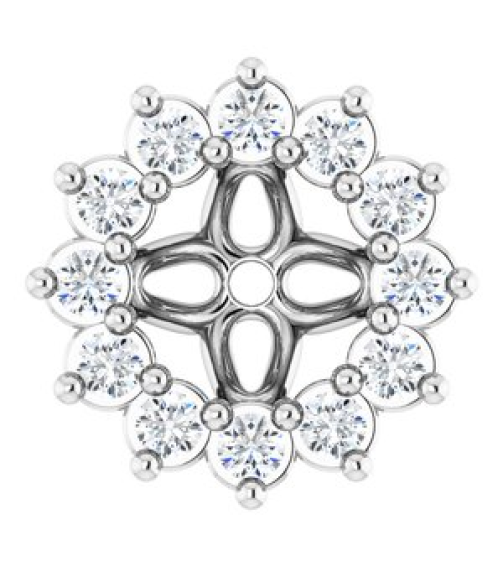 88505 Set Platinum 3.5 Mm Pair Polished 110 Ctw Natural Diamond Earring Jackets