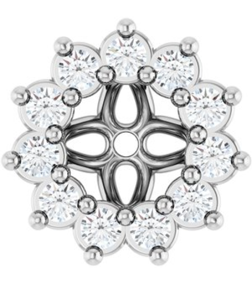 88505 Set 14K White 3 Mm Pair Polished .08 Ctw Natural Diamond Earring Jackets