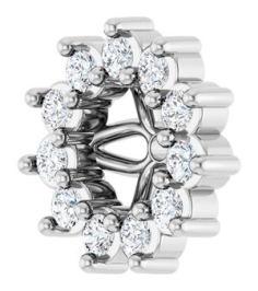 88505 Set 14K White 3 Mm Pair Polished .08 Ctw Natural Diamond Earring Jackets