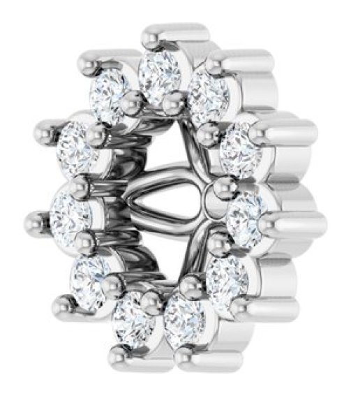 88505 Set 14K White 3 Mm Pair Polished .08 Ctw Natural Diamond Earring Jackets