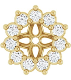88505 Set 14K Yellow 3 Mm Pair Polished .08 Ctw Natural Diamond Earring Jackets