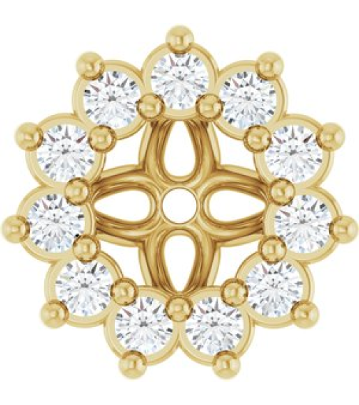 88505 Set 14K Yellow 3 Mm Pair Polished .08 Ctw Natural Diamond Earring Jackets