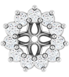 88505 Set Sterling Silver 3 Mm Pair Polished .08 Ctw Natural Diamond Earring Jackets