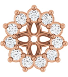 88505 Set 14K Rose 3 Mm Pair Polished .08 Ctw Natural Diamond Earring Jackets