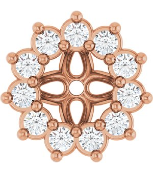 88505 Set 14K Rose 3 Mm Pair Polished .08 Ctw Natural Diamond Earring Jackets