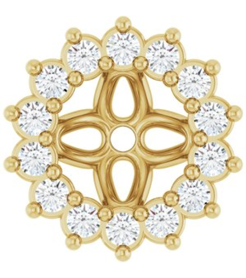 88505 Set 14K Yellow 4 Mm Pair Polished 110 Ctw Natural Diamond Earring Jackets