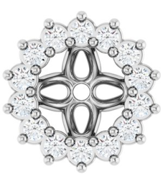 88505 Set 14K White 4 Mm Pair Polished 110 Ctw Natural Diamond Earring Jackets