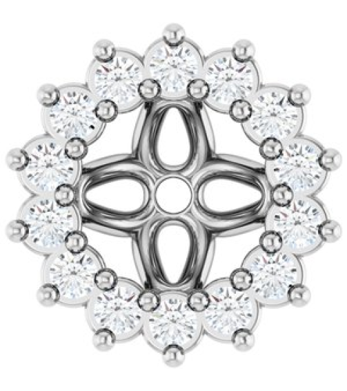 88505 Set 14K White 4 Mm Pair Polished 110 Ctw Natural Diamond Earring Jackets