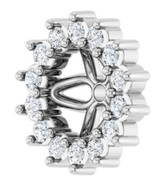 88505 Set 14K White 4 Mm Pair Polished 110 Ctw Natural Diamond Earring Jackets