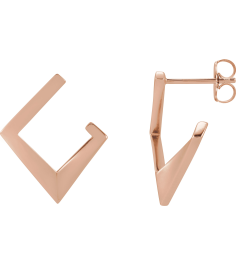 88586 Earring 14K Rose Left Friction Back Included Polished Geometric Front-Back Hoop Earring