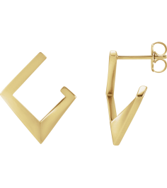 88586 Earring 14K Yellow Left Friction Back Included Polished Geometric Front-Back Hoop Earring