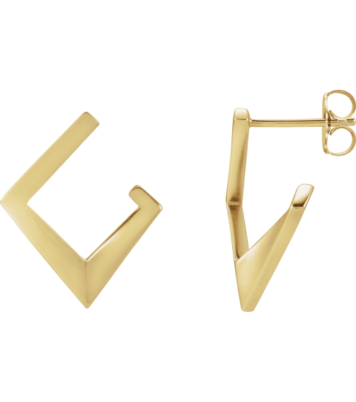 88586 Earring 14K Yellow Left Friction Back Included Polished Geometric Front-Back Hoop Earring