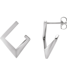 88586 Earring Sterling Silver Left Friction Back Included Polished Geometric Front-Back Hoop Earring