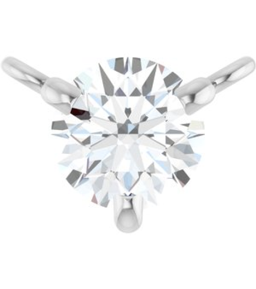 88519 Necklace Center Set 14K White Round Natural Diamond 4Mm 15 Ct I1, G-H Polished 15 Ct Natural Diamond 3-Prong Necklace Center