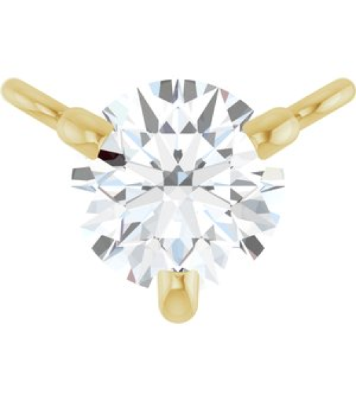 88519 Necklace Center Set 14K Yellow Round Natural Diamond 4Mm 15 Ct I1, G-H Polished 15 Ct Natural Diamond 3-Prong Necklace Center