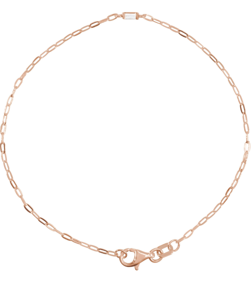Brc926 Bracelet Set 14K Rose Straight Baguette Natural Diamond 3 X 1.5Mm 0.06 Ct Si2-Si3, G-H 7 In Polished .06 Ct Natural Diamond Bracelet
