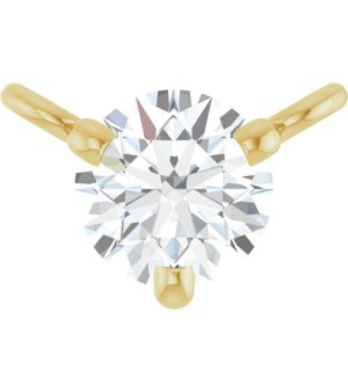 88519 Necklace Center Set 14K Yellow Round Natural Diamond 3.5Mm 16 Ct I1, G-H Polished 16 Ct Natural Diamond 3-Prong Necklace Center