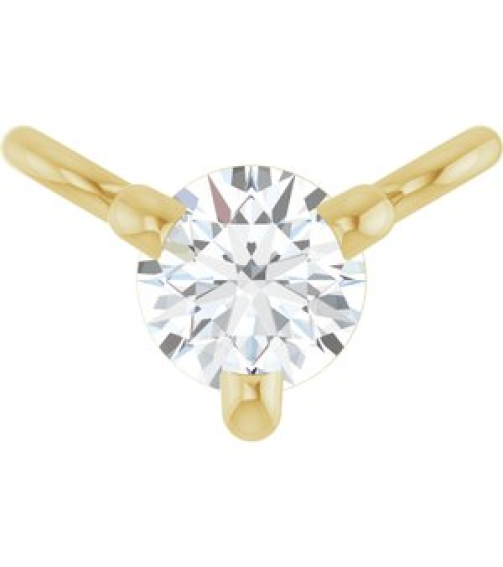 88519 Necklace Center Set 14K Yellow Round Natural Diamond 2.5Mm 0.06 Ct I1, G-H Polished .06 Ct Natural Diamond 3-Prong Necklace Center