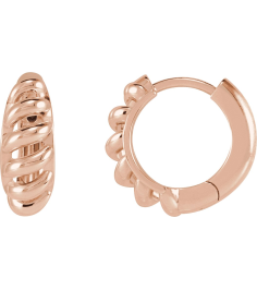 88460 Earring 14K Rose 15.3 Mm 5.6 Mm Pair Hinged Polished Rope Dome Huggie Earrings