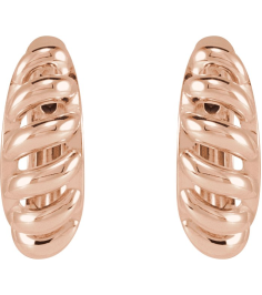 88460 Earring 14K Rose 15.3 Mm 5.6 Mm Pair Hinged Polished Rope Dome Huggie Earrings