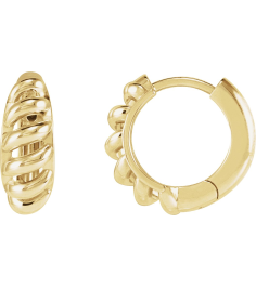88460 Earring 14K Yellow 15.3 Mm 5.6 Mm Pair Hinged Polished Rope Dome Huggie Earrings