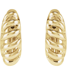 88460 Earring 14K Yellow 15.3 Mm 5.6 Mm Pair Hinged Polished Rope Dome Huggie Earrings
