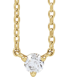 88519 Necklace Set 14K Yellow Round Natural Diamond 3Mm 110 Ct I1, G-H 18 In Polished 110 Ct Natural Diamond 3-Prong Necklace