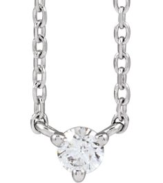 88519 Necklace Set 14K White Round Natural Diamond 3Mm 110 Ct I1, G-H 18 In Polished 110 Ct Natural Diamond 3-Prong Necklace