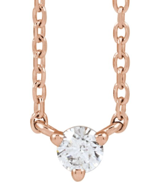88519 Necklace Set 14K Rose Round Natural Diamond 3Mm 110 Ct I1, G-H 18 In Polished 110 Ct Natural Diamond 3-Prong Necklace