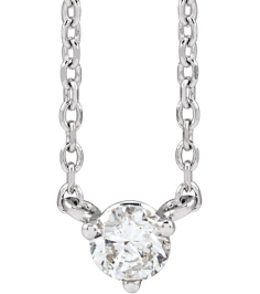 88519 Necklace Set Sterling Silver Round Natural Diamond 3.5Mm 16 Ct I1, G-H 18 In Polished 16 Ct Natural Diamond 3-Prong Necklace