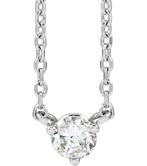 88519 Necklace Set Sterling Silver Round Natural Diamond 3.5Mm 16 Ct I1, G-H 18 In Polished 16 Ct Natural Diamond 3-Prong Necklace