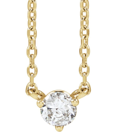 88519 Necklace Set 14K Yellow Round Natural Diamond 3.5Mm 16 Ct I1, G-H 18 In Polished 16 Ct Natural Diamond 3-Prong Necklace