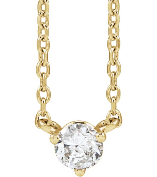 88519 Necklace Set 14K Yellow Round Natural Diamond 3.5Mm 16 Ct I1, G-H 18 In Polished 16 Ct Natural Diamond 3-Prong Necklace