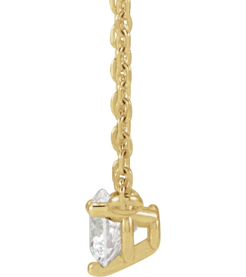 88519 Necklace Set 14K Yellow Round Natural Diamond 3.5Mm 16 Ct I1, G-H 18 In Polished 16 Ct Natural Diamond 3-Prong Necklace