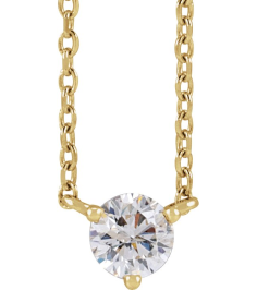 88519 Necklace Set 14K Yellow Round Natural Diamond 4Mm 15 Ct I1, G-H 18 In Polished 15 Ct Natural Diamond 3-Prong Necklace