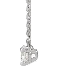 88519 Necklace Set Sterling Silver Round Natural Diamond 4Mm 15 Ct I1, G-H 18 In Polished 15 Ct Natural Diamond 3-Prong Necklace