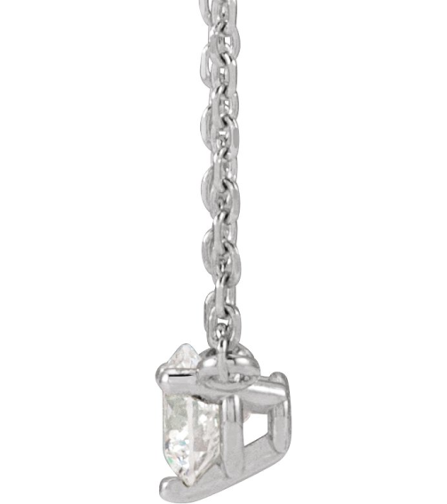 88519 Necklace Set Sterling Silver Round Natural Diamond 4Mm 15 Ct I1, G-H 18 In Polished 15 Ct Natural Diamond 3-Prong Necklace