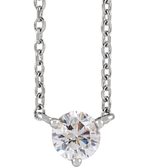 88519 Necklace Set Platinum Round Natural Diamond 4Mm 15 Ct Si2-Si3, G-H 18 In Polished 15 Ct Natural Diamond 3-Prong Necklace