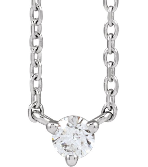 88519 Necklace Set Platinum Round Natural Diamond 2.5Mm 0.06 Ct Si2-Si3, G-H 18 In Polished .06 Ct Natural Diamond 3-Prong Necklace