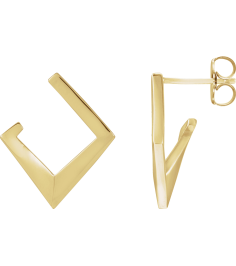 88586 Earring 14K Yellow Right Friction Back Included Polished Geometric Front-Back Hoop Earring