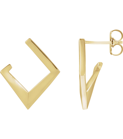 88586 Earring 14K Yellow Right Friction Back Included Polished Geometric Front-Back Hoop Earring
